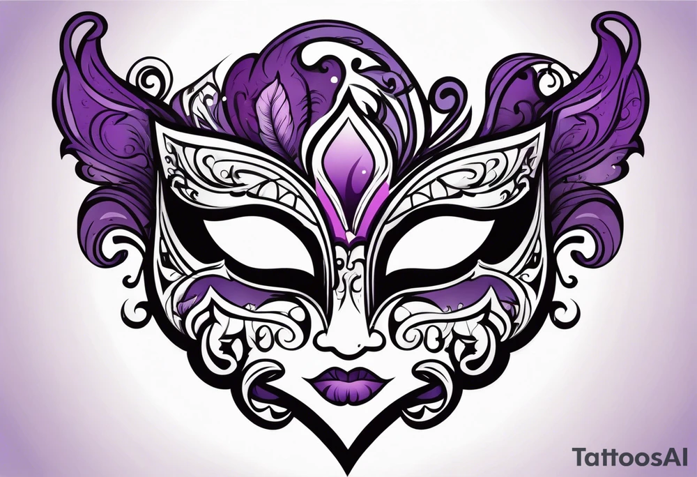 Unhappy Masquerade mask that is purple and black tattoo idea