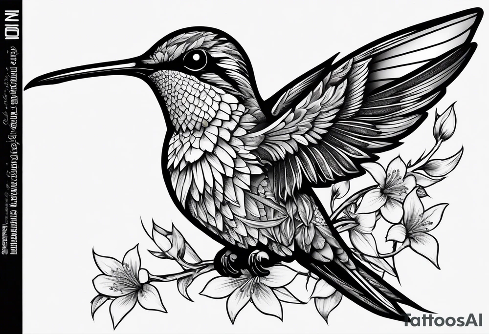 humming bird with thorns tattoo idea