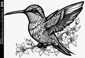 humming bird with thorns tattoo idea