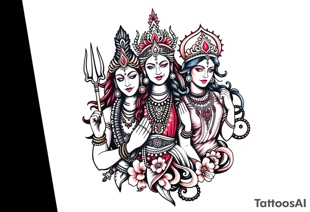 Lord Shiva, Godess Kali, Godess Lilith Together tattoo idea