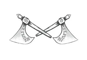 Viking broad axes
on both shoulders with detailed rune engravings tattoo idea