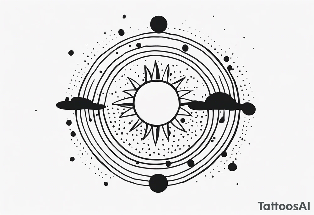 simple sunshine made of black dots with circles tattoo idea simple sunshine made of black dots with circles tattoo idea