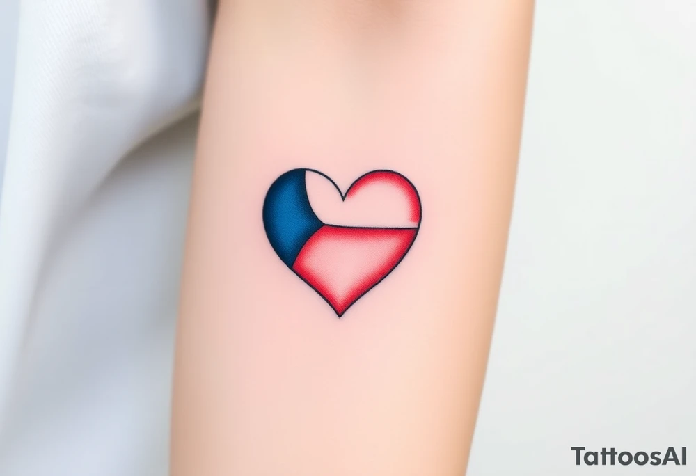 A Czech flag inside a heart shape, with soft shading to give it a glowing effect tattoo idea