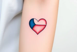 A Czech flag inside a heart shape, with soft shading to give it a glowing effect tattoo idea