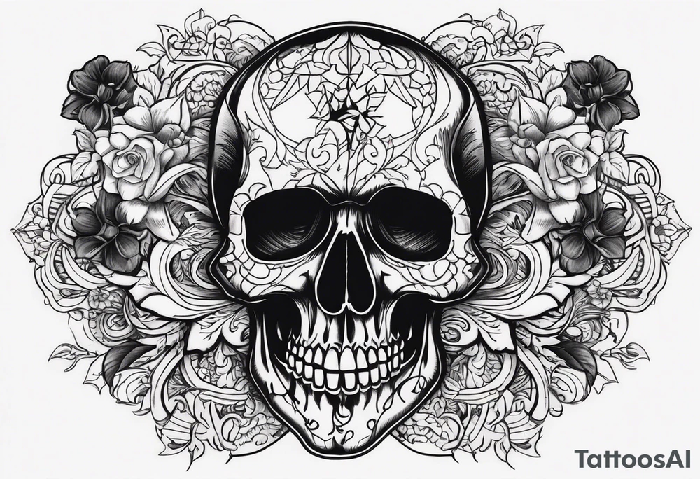 Skull tattoo with Memento Mori written on it tattoo idea
