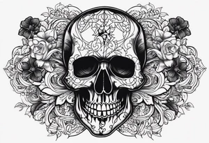 Skull tattoo with Memento Mori written on it tattoo idea
