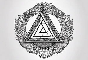 Valhalla sword shield dragon axe Valknut tattoo idea