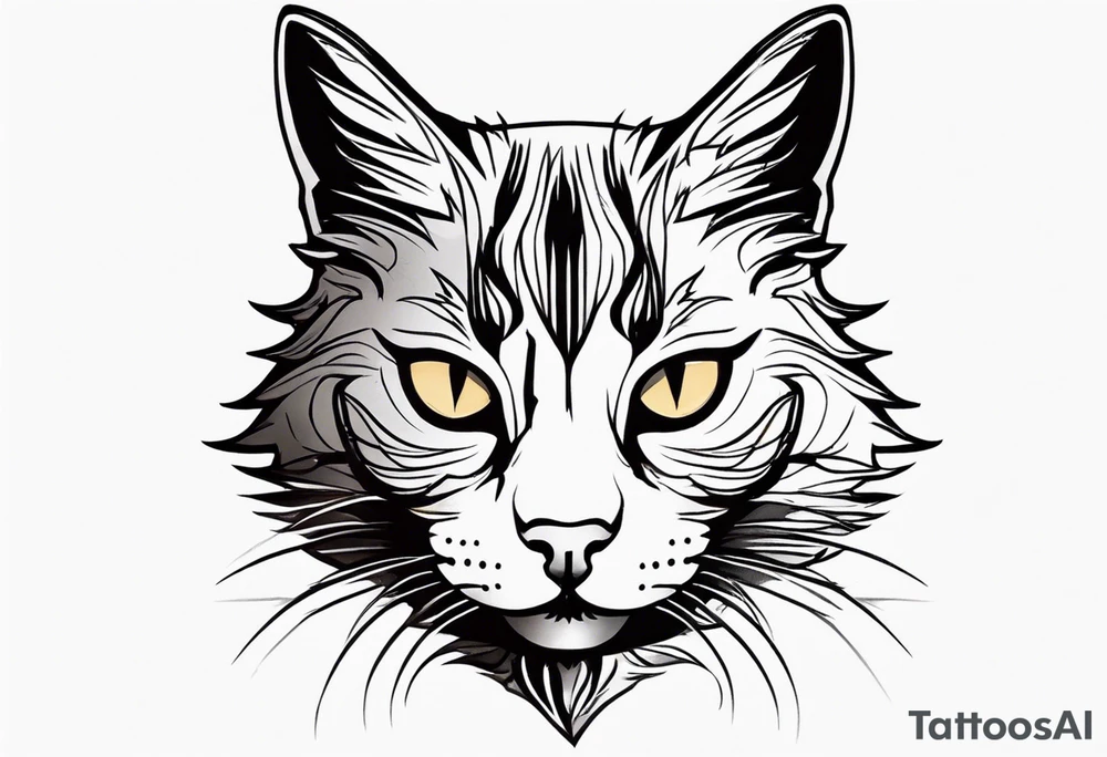 Edgy cat portrait with a spiked collar tattoo idea