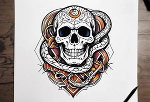 Skeleton inside snake tattoo idea