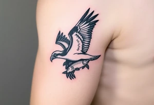 Osprey in flight with fish grasped between its talons tattoo idea