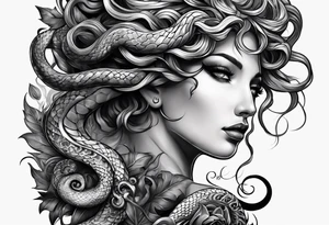 Gruselige und Düstere Medusa mit den Schlangenhaaren tattoo idea