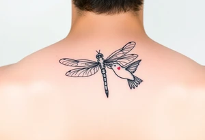 Dragonfly flying around along
 with a hummingbird tattoo idea