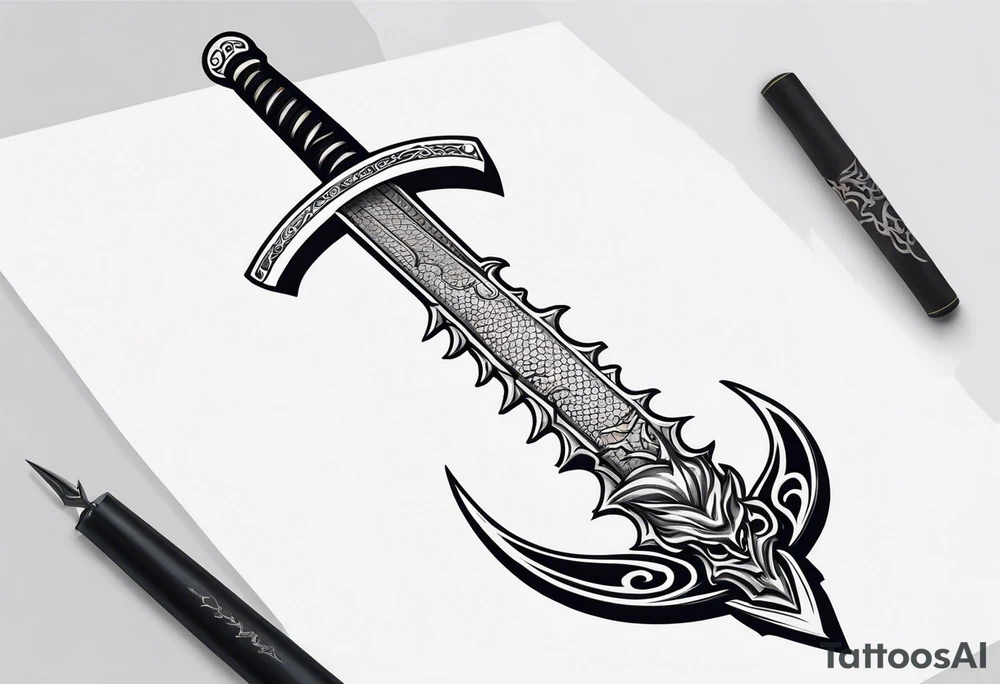 Katana sword with a dragon tattoo idea