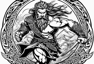 Celtic warrior running into battle facing right tattoo idea