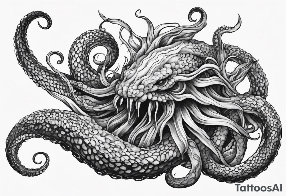 one outstretched single tentacle tattoo idea