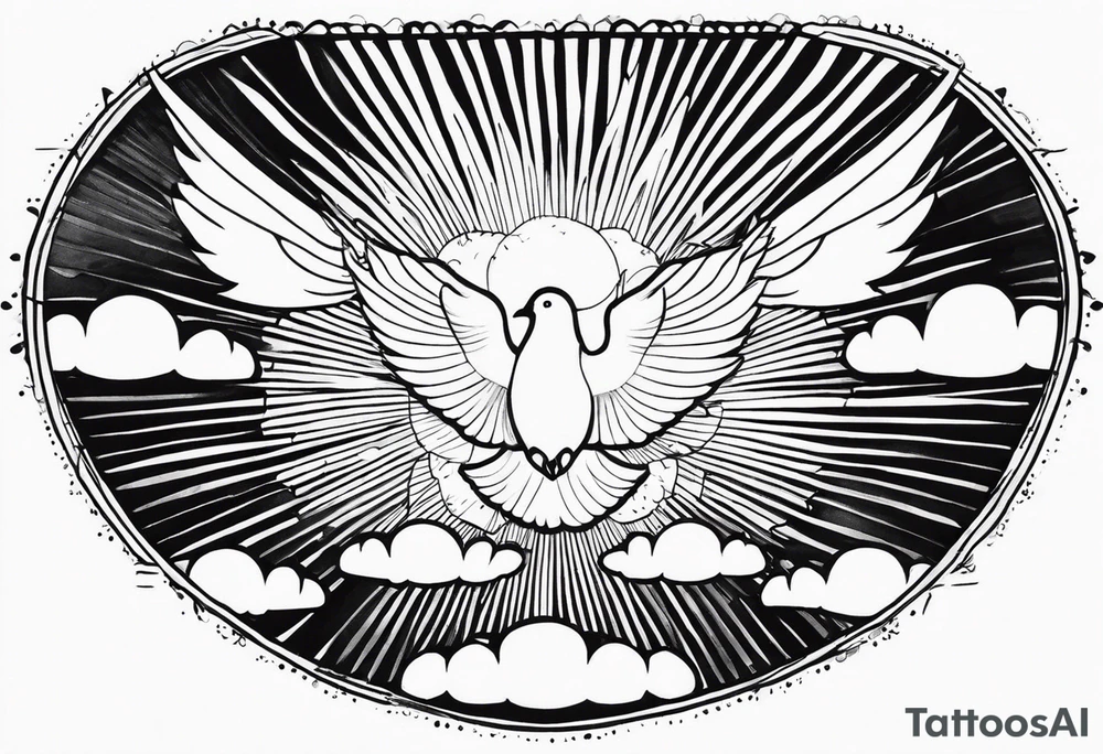 doves and sunrays across the clouds tattoo idea