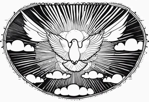 doves and sunrays across the clouds tattoo idea