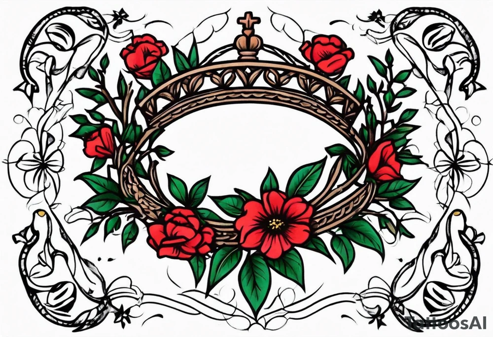 crown of thorns
old school vintage simple traditional design 
vintage flowers surrounding crown


bold color simple tattoo idea