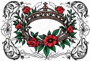 crown of thorns
old school vintage simple traditional design 
vintage flowers surrounding crown


bold color simple tattoo idea