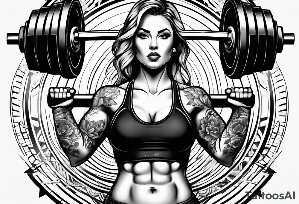 FEMALE WEIGHT LIFTER tattoo idea