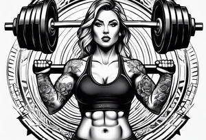 FEMALE WEIGHT LIFTER tattoo idea