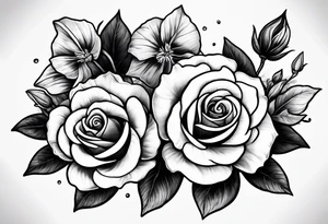 one rose and two violets tattoo idea
