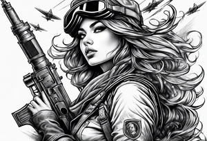 Girl riding a missile tattoo idea