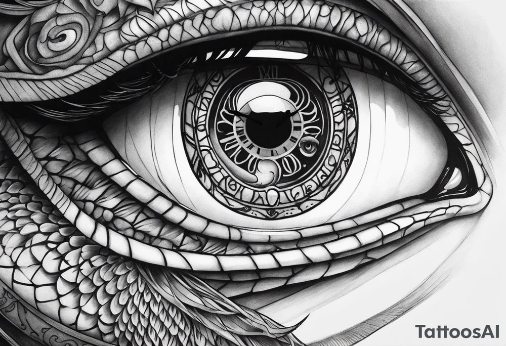 human eye wrapped around snake and pupil is a clock tattoo idea human eye wrapped around snake and pupil is a clock tattoo idea