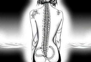 Spinal futuristic, full length, shoulders to lower back tattoo idea