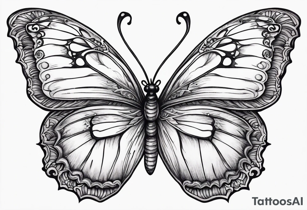 carnation moon blue butterfly tattoo idea