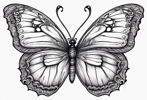 carnation moon blue butterfly tattoo idea
