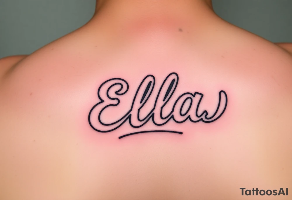 Ella name tattooed with hockey theme tattoo idea