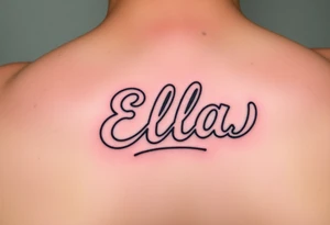 Ella name tattooed with hockey theme tattoo idea
