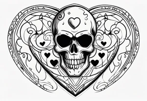 Skeleton with heart-shaped eyes tattoo idea