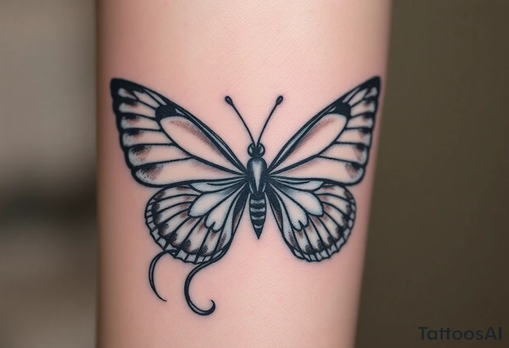 ethereal butterfly with flowing silk ribbons in moonlight tattoo idea ethereal butterfly with flowing silk ribbons in moonlight tattoo idea