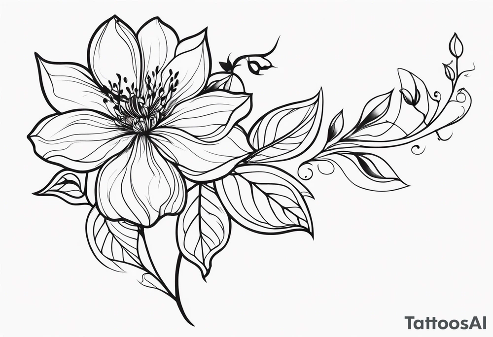 Long Vines With Flower tattoo idea