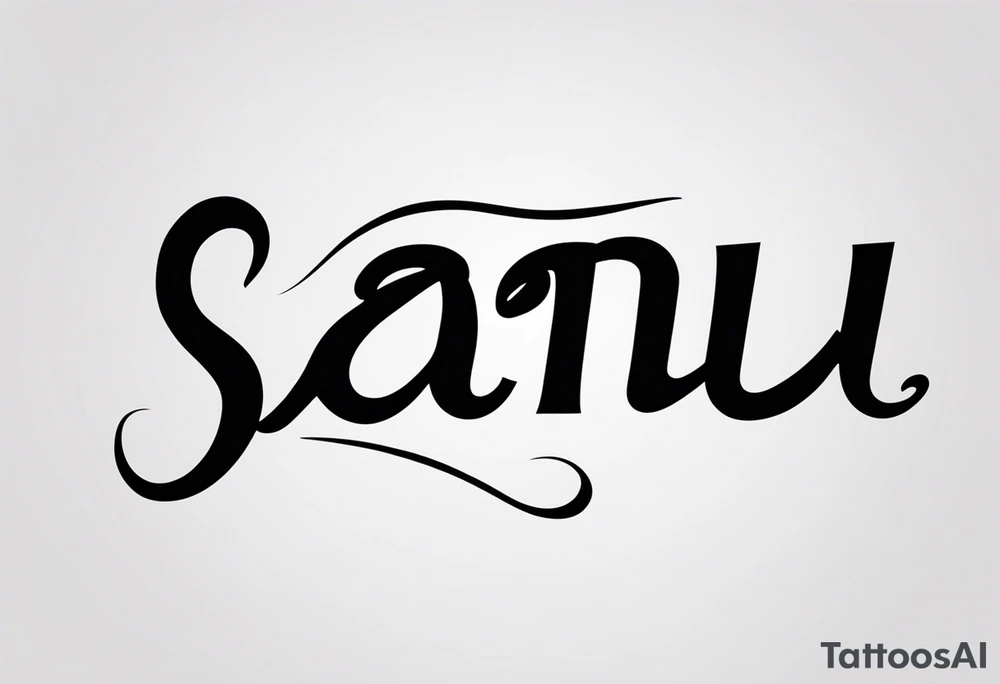 the word "Saanu" minimalistic background but a nice cursive font with the S standing out tattoo idea