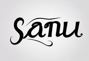 the word "Saanu" minimalistic background but a nice cursive font with the S standing out tattoo idea