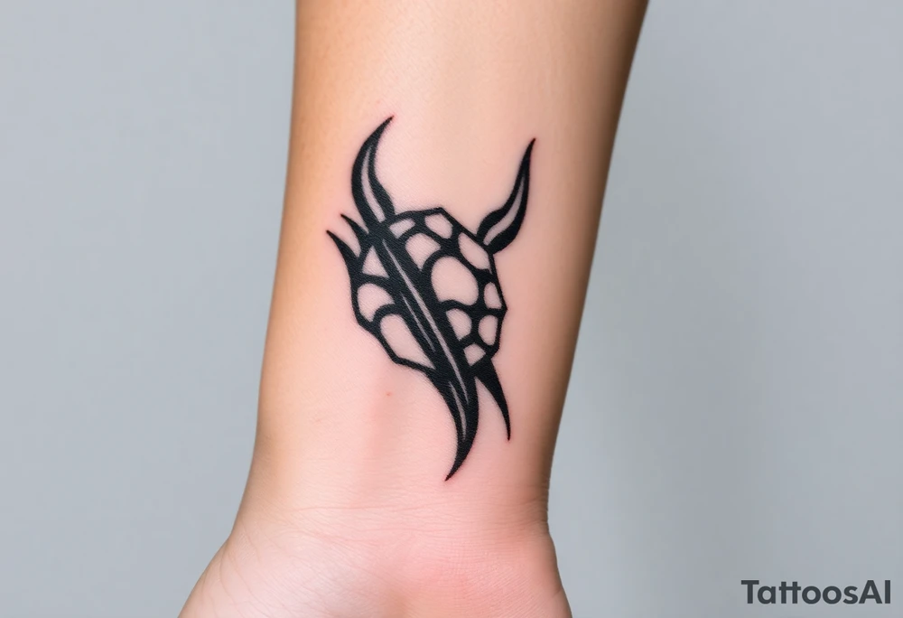X one piece  tattoo with devil fruit stripes in corner and rest black tattoo idea