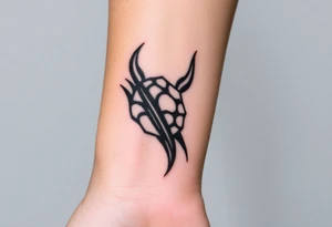 X one piece  tattoo with devil fruit stripes in corner and rest black tattoo idea