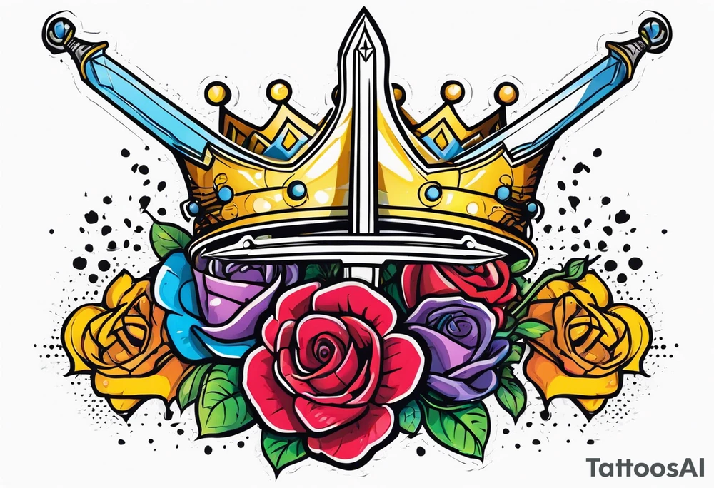 Sword, crown, distance love, science tattoo idea