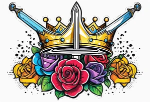 Sword, crown, distance love, science tattoo idea