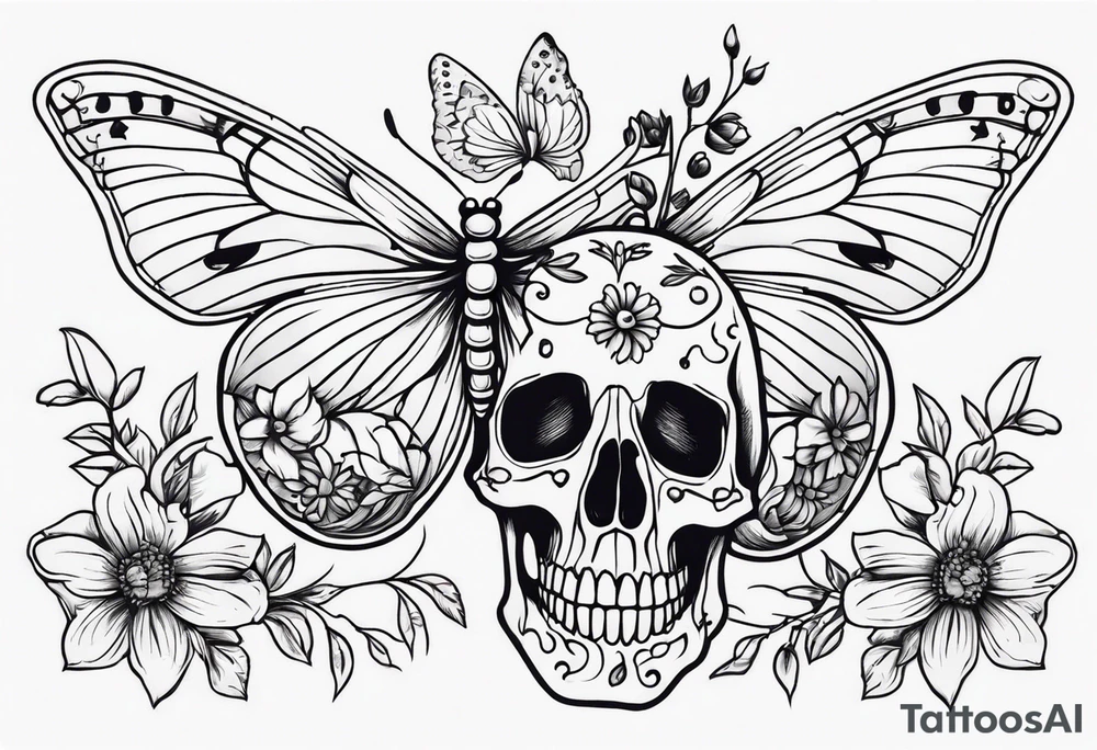full body skeleton
 flowers and butterflies
simple design minimal tattoo idea