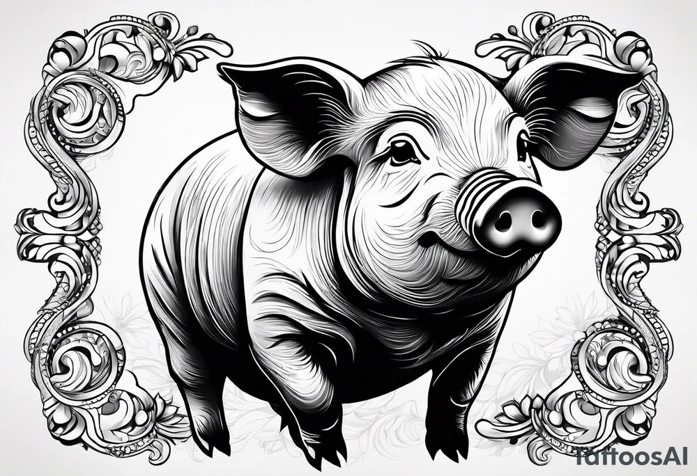 cute pig or piglet.
with text: "friends not food" tattoo idea