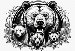 Bear protecting cubs tattoo idea