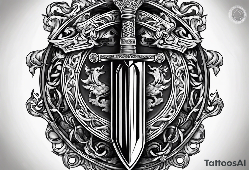 Valhalla sheild sword tattoo idea