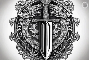 Valhalla sheild sword tattoo idea