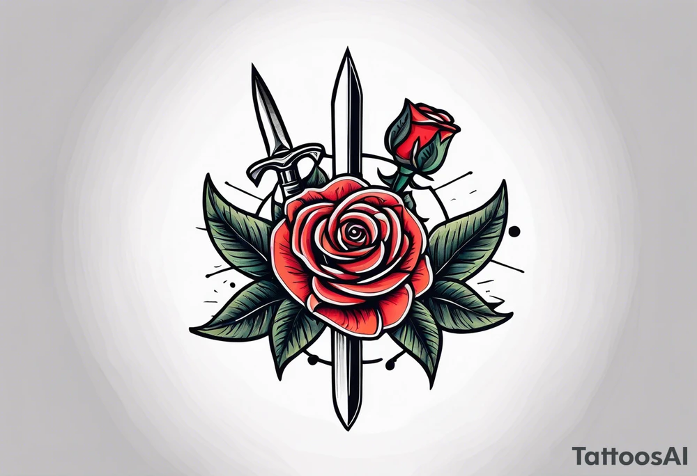Messer mit Stacheldraht und Rose tattoo idea