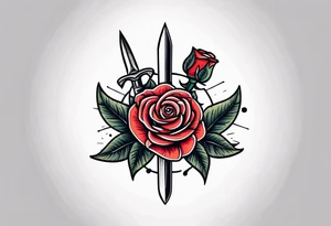 Messer mit Stacheldraht und Rose tattoo idea