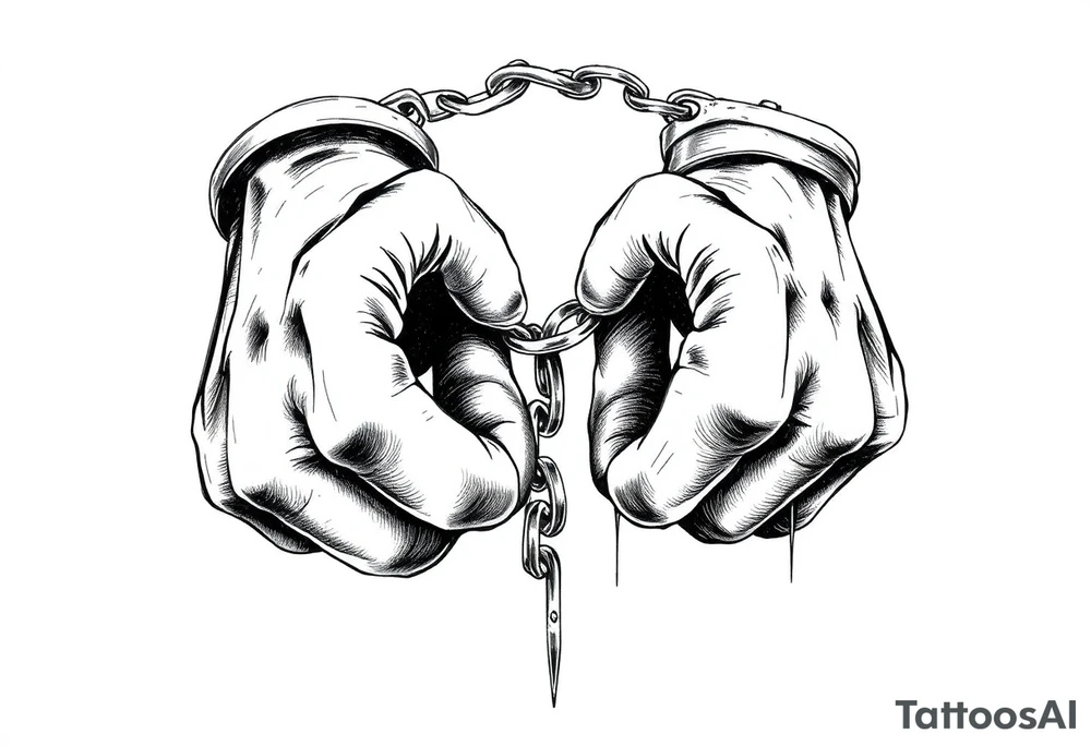 broken handcuffs corrupt system tattoo idea